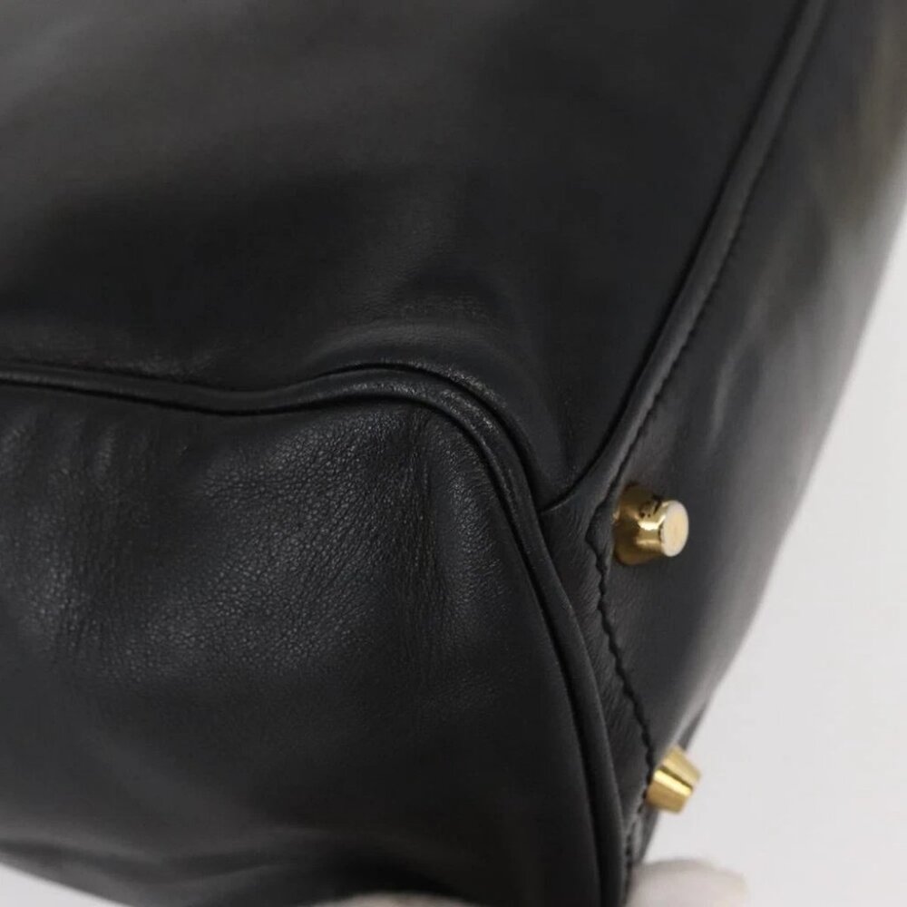 PRADA Hand Bag Leather Black Gold - Picture 10 of 16